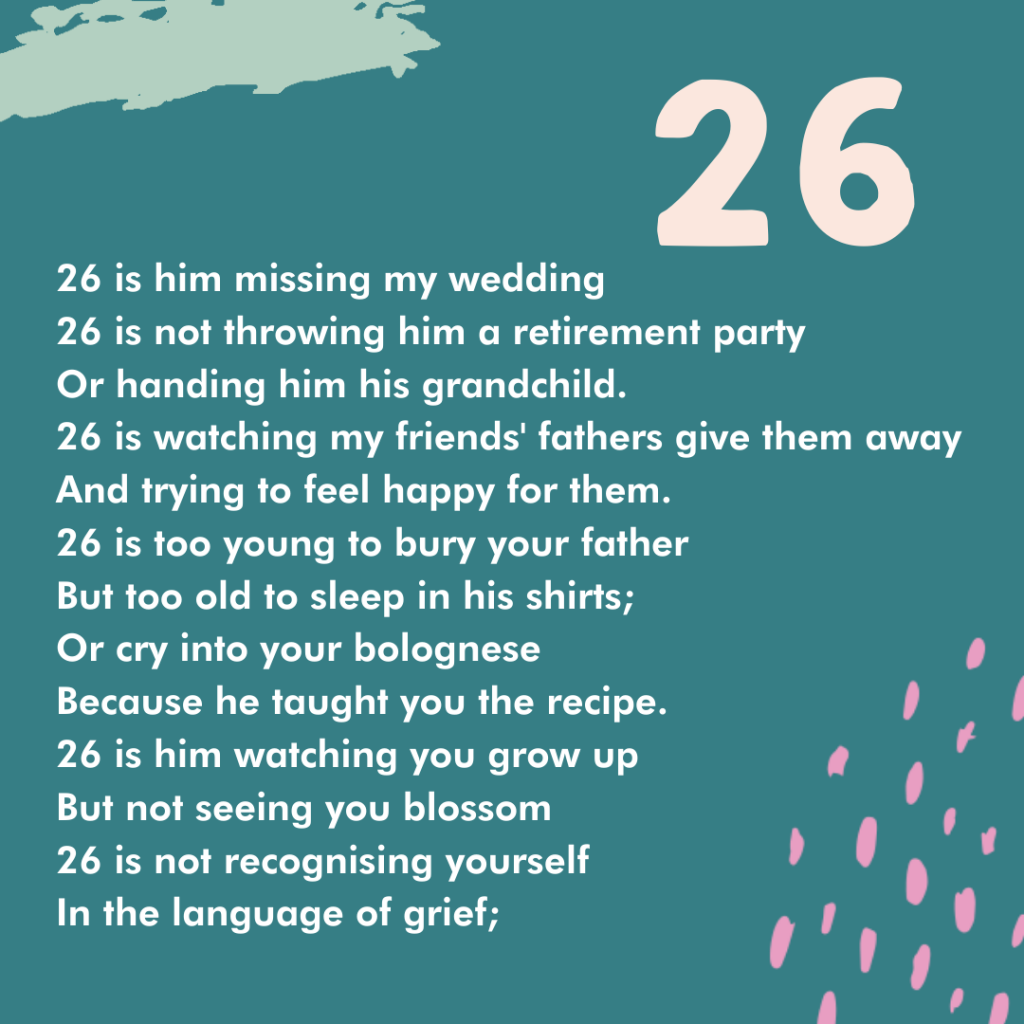 A graphic of the poem 26 by Bright Hamilton